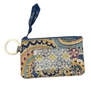 Vera Bradley ID coin bag with key chain Capri Blue